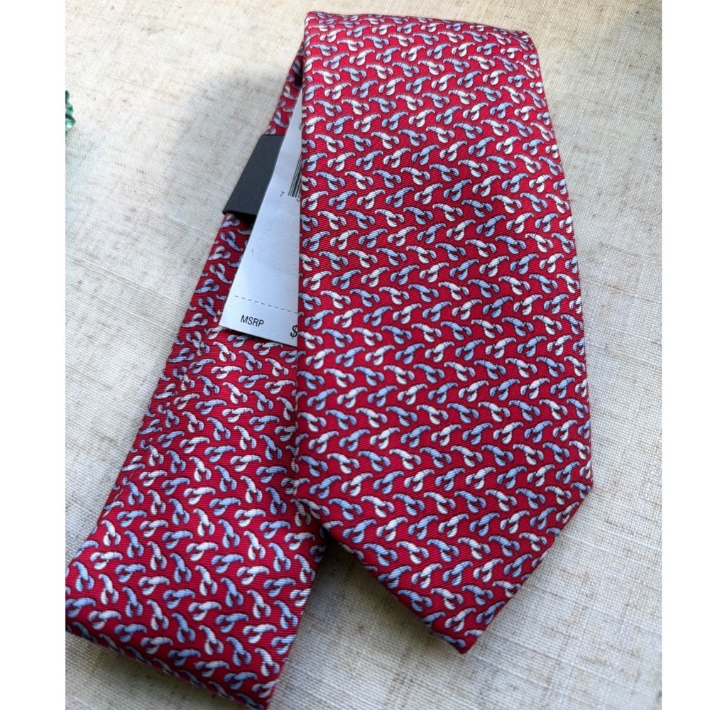 Tommy Hilfiger Mens Red Lobster AOP Print Silk Tie NWT
